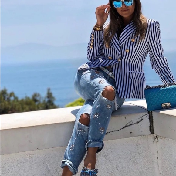 NWT Yatch Club Blue and White Blazer. - Picture 2 of 5